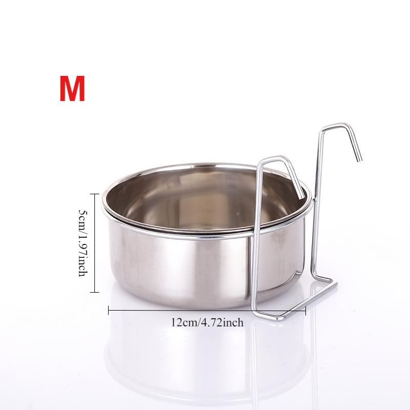 Heiß verkaufend Kiste Hundeschale Edelstahl Hängend Haustierkäfigschale Futter- & Wasserspender Stallbecher für Katze Welpen Vögel Ratten