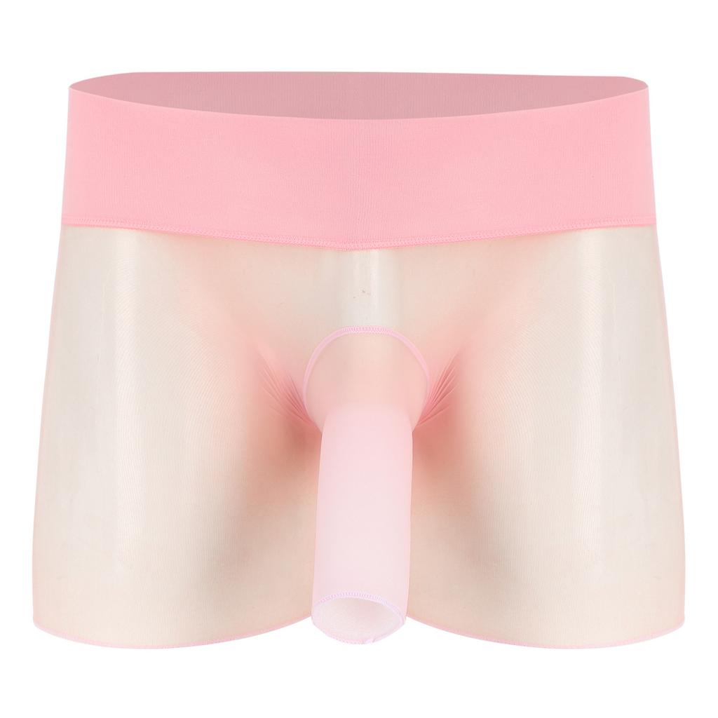 Herren Durchsichtig Ultra Dünn Hohe Taille Boxer-Shorts Hülle Dessous Unterwäsche