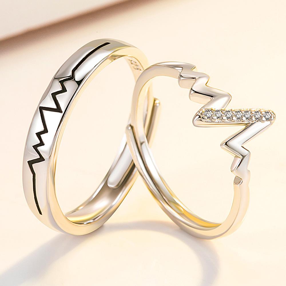 2Pcs 925 Silver Couples Ring Sets Light Polishing Simple Ring for Woman Man Classic Wedding Fine Jewelry Circle