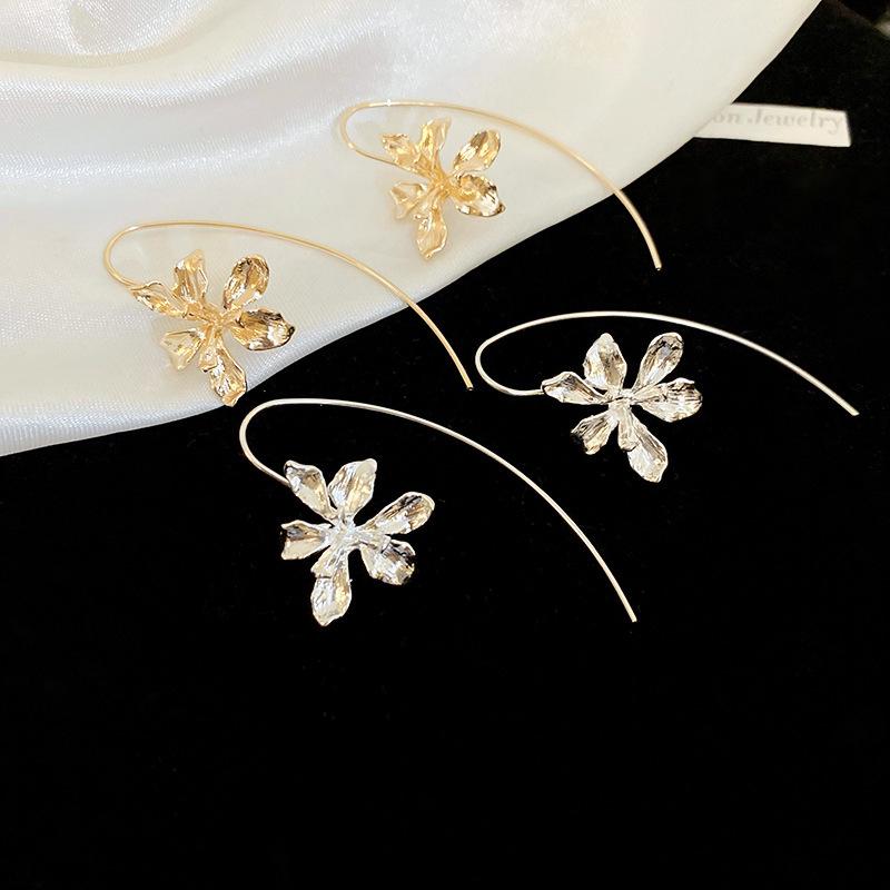 Cool Super Fairy Metal Phoenix Iris Flower Ear Hook Light Luxury High-end Temperament Earrings Fashion Niche Versatile Earrings