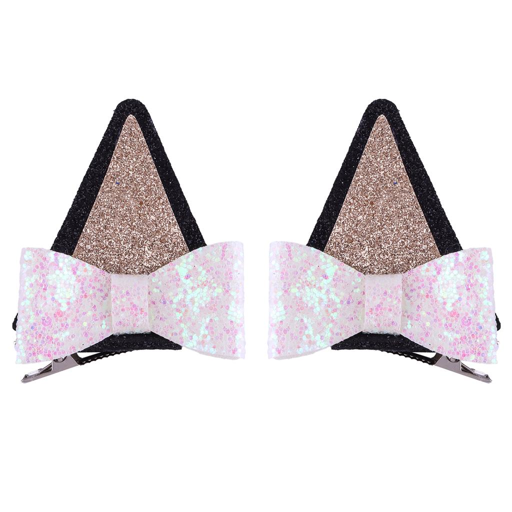 2Pcs Dog Ears Hair Bow Clips for Kids Glitter Blue Hair Bows for Toddler Girls Birthday Costume Party Favor Hair Accessories