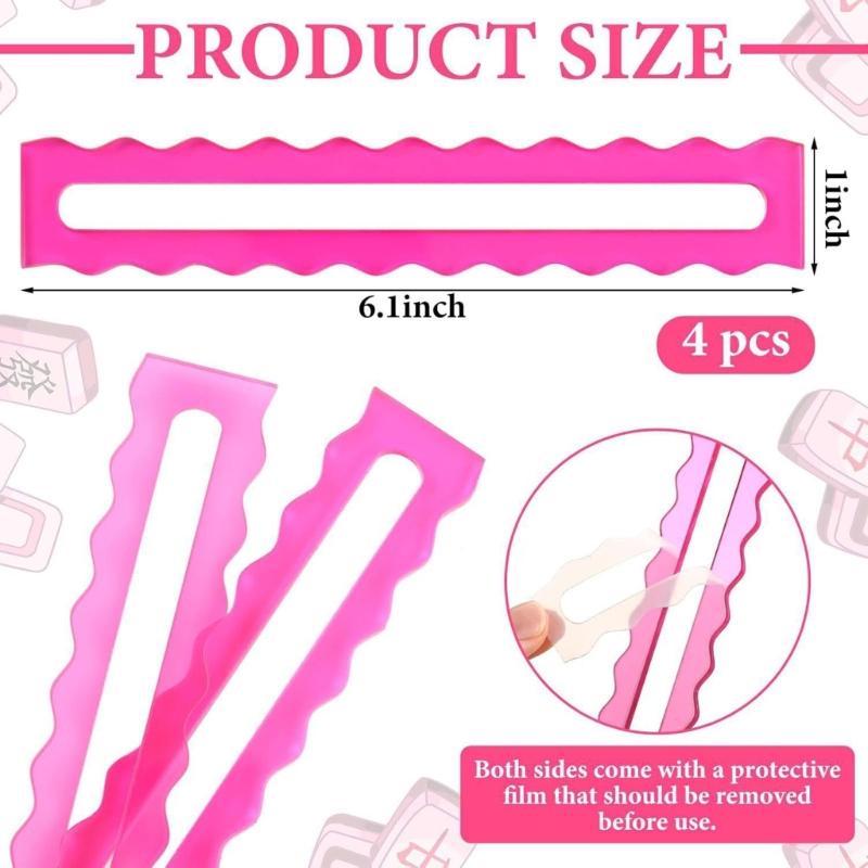 4Pcs Premium Acrylic Mahjong Line Finder Rule Aids Bright Color to Improve Concentration and Tactic Suitable for Play