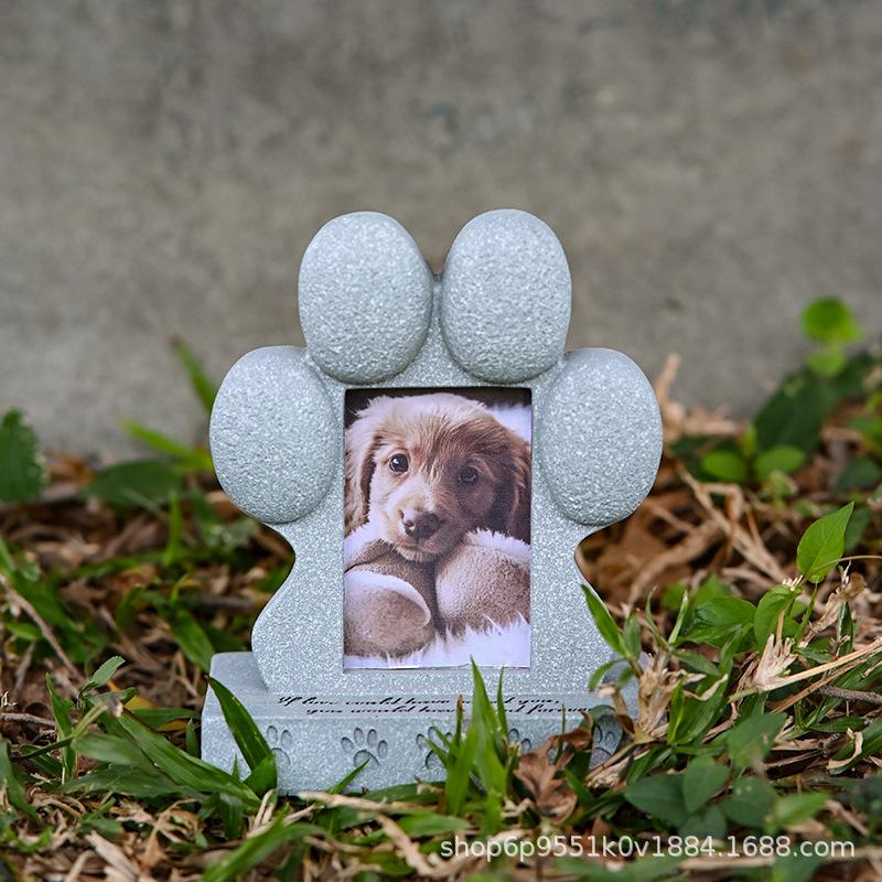 Pet Memorial Gifts - Pawprint Dog Memorial Gifts for Loss of Dog with Picture Frame, Pet Headstone Grave Markers with Sympathy