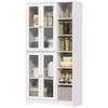 Multi-Storage Kitchen Cabinet, with Glass Doors - White Wood-Effect