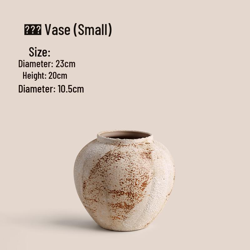 Retro Chinese Wabi-Sabi Ceramic Vase: High-End Decorative Pottery for Elegant Flower Arrangements In Living Rooms