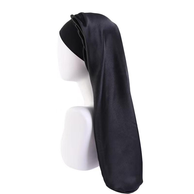 1Pc Women Solid Color Hair Hat Double Sided Silk Satin Bonnet Long Hair Polyester Night Sleep Cap Dreadlocks Braids