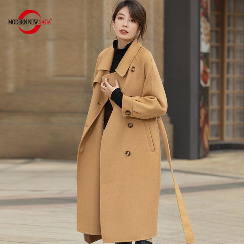 

Женщины Пальто Зима 100% Шерсть СОВРЕМЕННАЯ НОВАЯ SAGA Осень Шерстяное длинное пальто Теплая шерсть Длинные куртки Кашемировое пальто Пальто