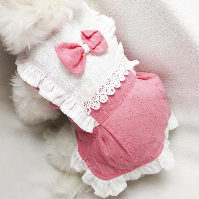 Pet Lotus Leaf Lace Dress Cat Ear Lace Dress Dog Summer Clothes Teddy Bears Schnauzer Small Puppy Spring/Summer Thin
