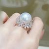 Vintage Elegant Luxury Flower Imitation Pearl Ring Women's Daily Party Bridal Accessories Christmas and New Year Gifts