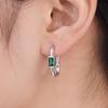 Elegant Classic Emerald & Diamond Square Earrings: S925 Sterling Silver for Women