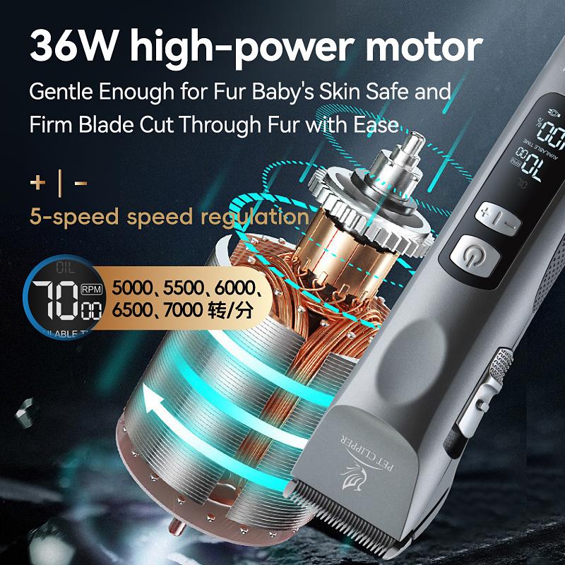 Fenice P300 Upgrade 5500mA Capacity Colorful Cordless LCD Screen Rechargeable Dog Grooming Electric Clippers for Pet Trim Salons