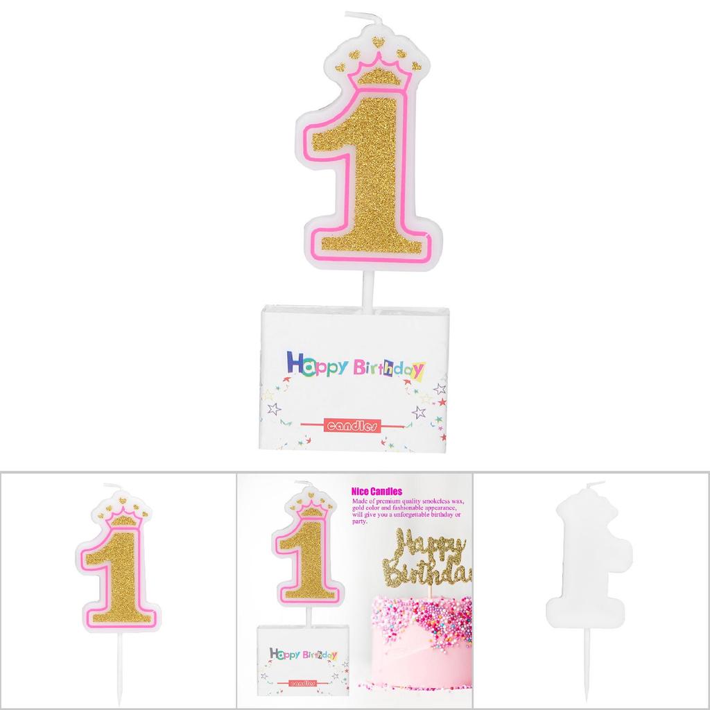 Neue Mädchen Kinder Geburtstagskerze Party Krone Rauchfrei Kuchenkerzen Zahlen Alter 0 8