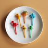 Tenedor de fruta con forma de dinosaurio de granja, 6 unidades, minidibujos animados para niños, merienda, pastel, postre, palillo de dientes, almuerzos bento, decoración para fiestas