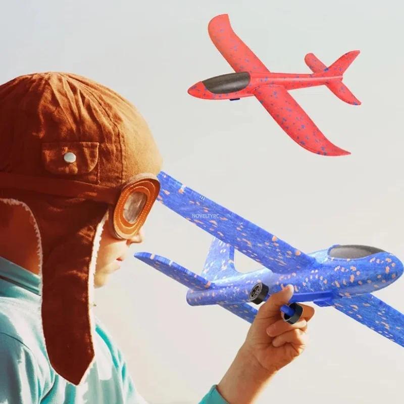 Outdoor Games Kids Glider Flight Flying Throw Foam Plane Shooting Gun Catapult Plane Launcher Toy for Kids Shooting Toy