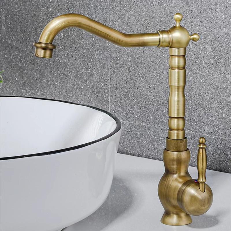 Gold/Chrome Brass Bathroom Faucet Deck Mounted Single Handle Hot Cold Mixer Sink Tap Crane for Bathroom