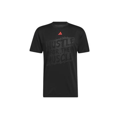 Hustle For The Muscle Aeroready Graphic Print Crew Neck Short Sleeve T-Shirt Men Tops Black HT3016