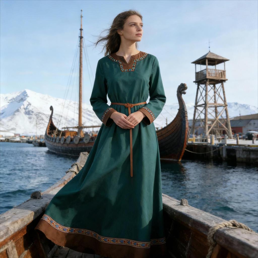 Europäischer & Amerikanischer Mittelalterlicher Wikinger Renaissance Ethnisch-Stil Leinen Damenrock