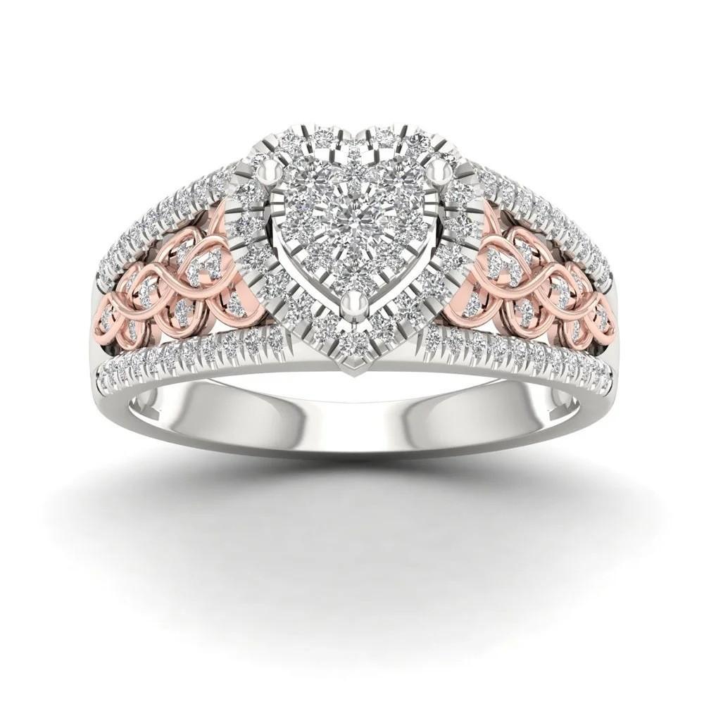 Silver Water Drop Pear-Shaped Flower Snowflake Ring Simple Temperament Flower Ring