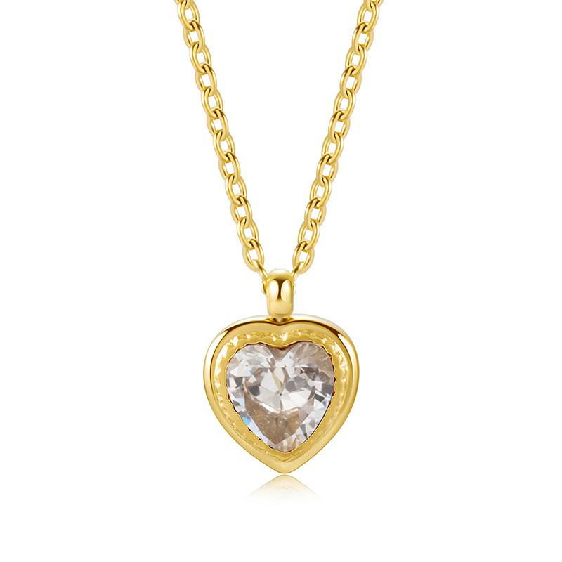 Heart Series 18K Gold-Plated Titanium Steel Necklace - Elegant, Colorfast, Simple & Chic Clavicle Chain