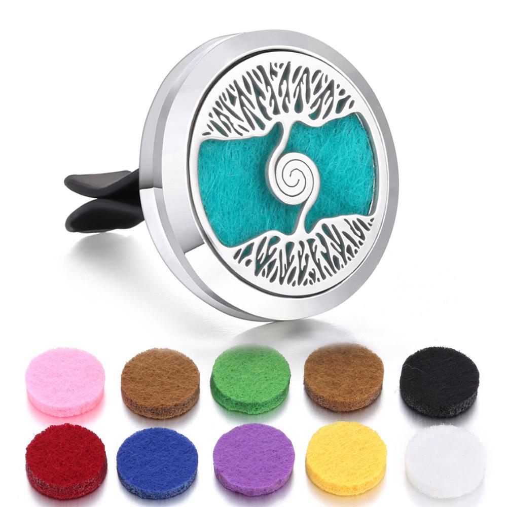 1pc Refillable Car Air Freshener Smell Perfume Diffuser Clip Auto Vent Essential Oil Stainless Steel Locket Interior Accessories