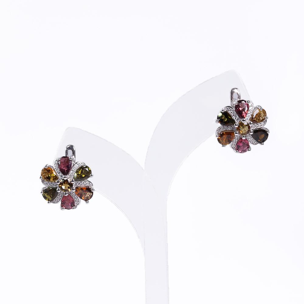 925 Sterling Silver Pendant Necklace Earrings Ring Nautral Colorful Tourmaline Fine Jewelry for Women Nice Gift