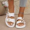 Women's Slippers 2025 Summer New Women Sandals Metal Buckle Flat Sandals for Women Casual Beach Slippers Designer Slides