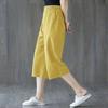 women's High Waist Cotton Linen Wide Leg Cropped Pants Summer Loose Casual Sevena??Point Trousers Plus Size Mom Pants