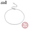 Effie Queen 925 Sterling Silver 1mm Link Chain Anklet for Women Simple Stylish Adjustable Waterproof Summer Beach Jewelry SA06