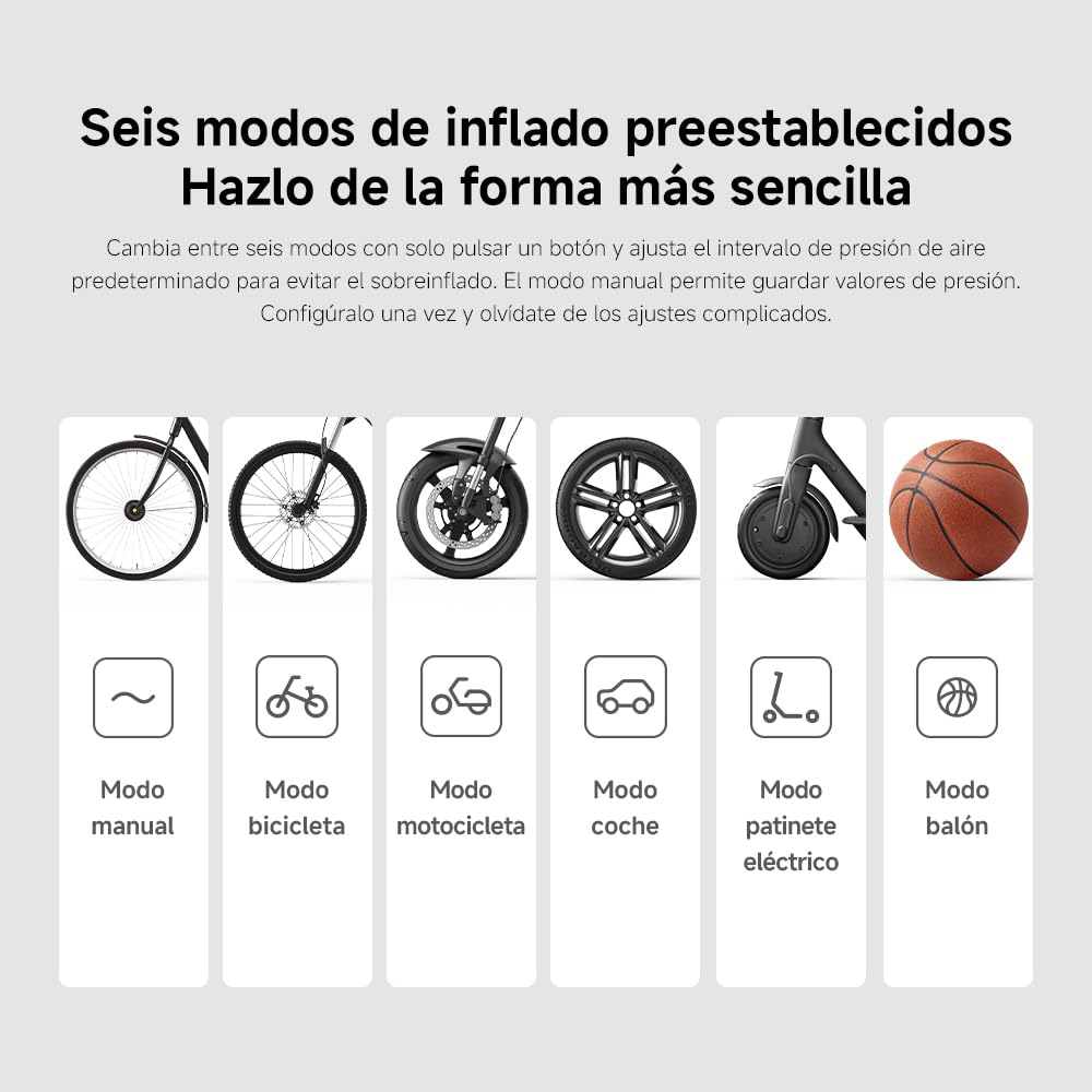 Xiaomi Portable Electric Air Compressor 2 Compresor de aire 6 de carga pantalla negro - portátil (0.2 10.3 bar/3-150 psi, modos, batería 2000mAh,