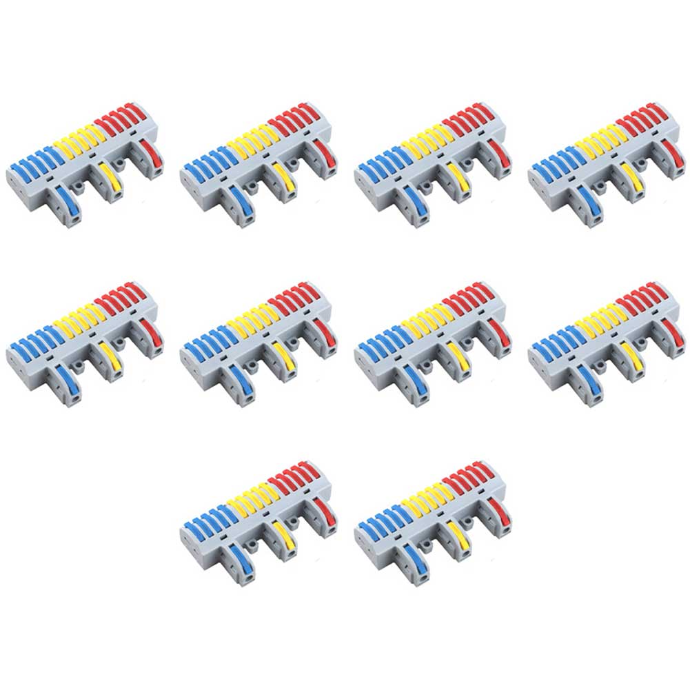Terminal Block Kit 10pcs 3 Inputs 15 Outputs with 32A Wire Connectors Suitable for Electrical Wire Connections