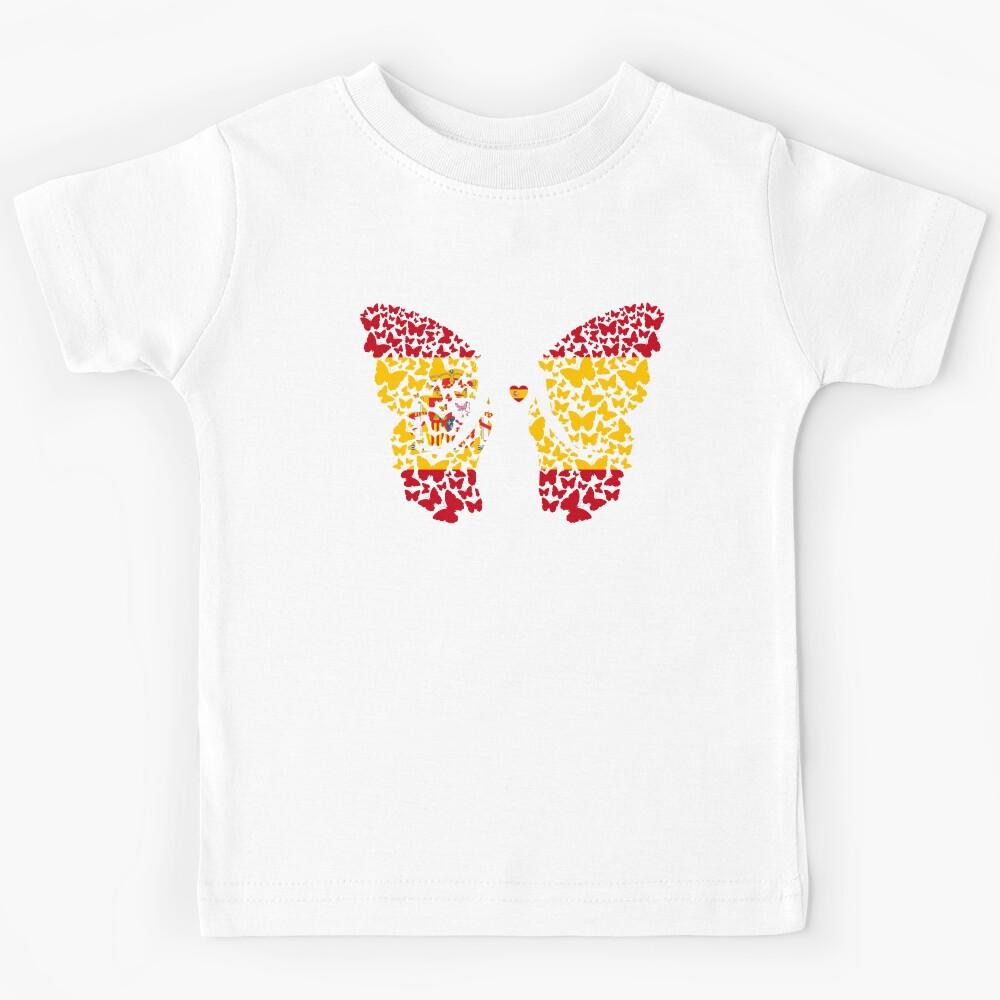 Spanish Girl Spain Flag Roots Pride Butterfly Kids T-Shirt 150