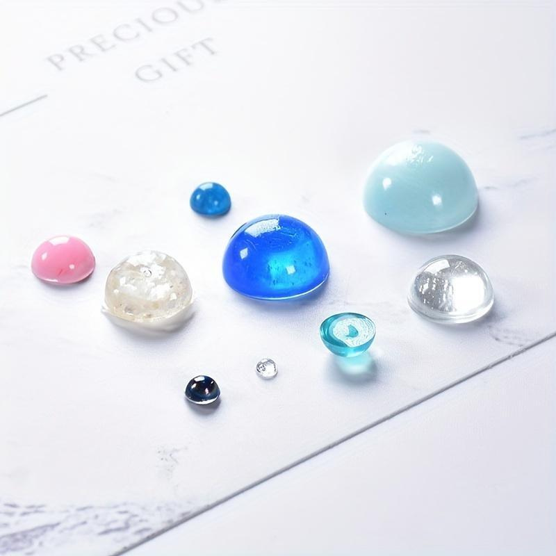 2Pcs Silicone Epoxy Resin Mold for DIY Jewelry - Half Ball & Cabochon Pendant Casting Tool, Multi-Cavity Design for Colorful Beads & Charms
