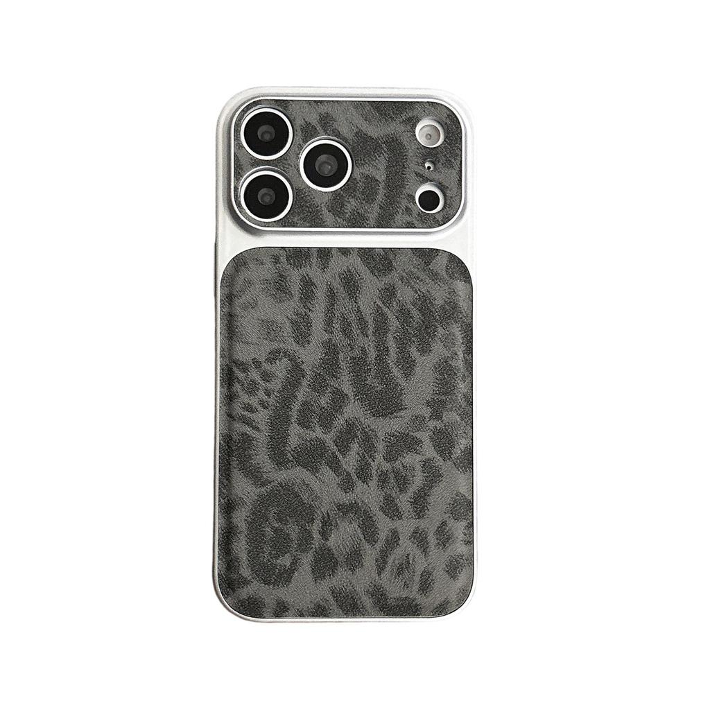 Leopard Print iPhone 16 Pro Max Drop-Proof Protective Case with 17 Stickers