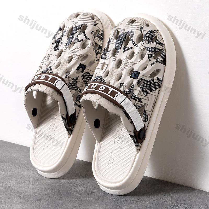 Men's Sandals Summer Non Slip Breathable Height Increase Soft Sole Beach Shoes Lightweight Comfortable Fashion Slip on Slippers