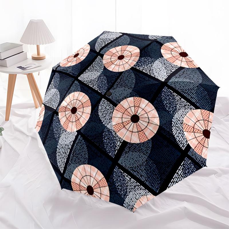 1pc Geometric Shapes Automatic Opening/Closing Folding Umbrella with 8 Ribs, Portable Sunshade Umbrella Birthday and Holidays Gifts Yy250105112