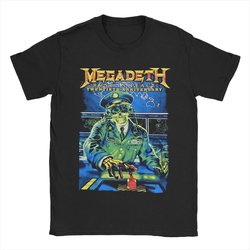 MMegadethed Band T Shirt Mens Cotton Unique TShirt Crew Neck Tees Short Sleeve Tops Big Size