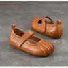 Johnature Echt Leer Zachte Zool Lage Uitsparing Platte Schoenen Comfortabele Ronde Neus Damesschoenen