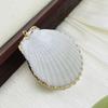 10Pcs, White Natural Shell Zinc Alloy Golden Edge Pendant Charms for DIY Unisex Necklace Accessories, Creative Jewelry Making, Back To School Decor