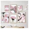 Flower Mountain Nordic Posters And Prints Wall Art Canvas Painting Pictures For Living Room Cherry Blossoms Peony Carnation