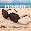 FEISEDY Polarized Pearl Sparkling Extra Large Fashion UV for B2821 Women's Sunglasses, Square, Frame, Designer, Protection, Sports, Fishing,