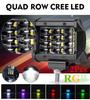 Pair 4inch 144W 14400LM LED Work Light Bar RGB 6 Colors Breathing Flood Spot Beam Offroad 4WD SUV Driving Fog Lamp