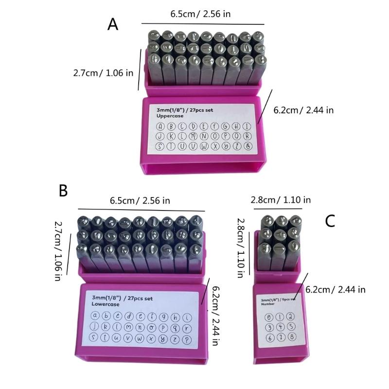 Professional 3mm Steel Letter Number Stamper Metal Handle Leather Punches Carving Tool For Leather Craft Jewelry Making