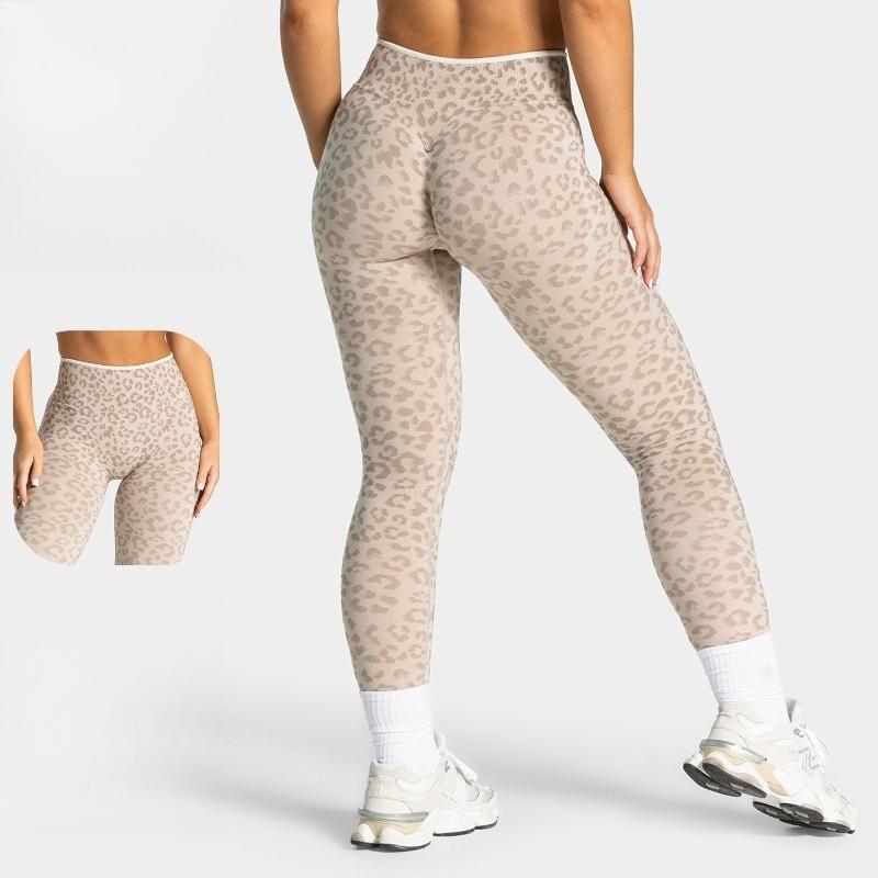 Women's Leopard Print High Waist Yoga Pants Seamless Tummy Control Butt Lifting Leggings Slim Tight Fitness Pants Outdoor Running Sports Long Pants