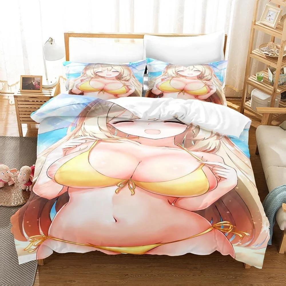 Anime Bed Sheet Kawaii Girl Blue Archive Bedding Set Single Twin Full Queen King Size Bed Set Aldult Kid Bedroom Duvetcover Sets