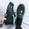 2025 New Thick-soled Heightening Men's Big-headed Leather Shoes Patent Leather Glossy Casual Thick-heeled Loafers Hairstylist Trendy Shoes