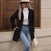 Fall Winter Women's Slim Fit Turn-down Collar Wool Blazer Coat Elegant Outerwear for European American Cross-border