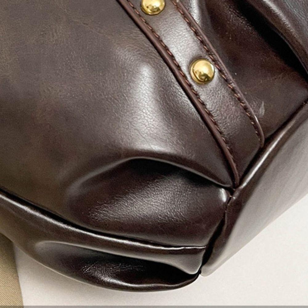 Oil Wax LeatherRetro American Style Locomotive Style Underarm Bag Y2K Shoulder Bag Travel