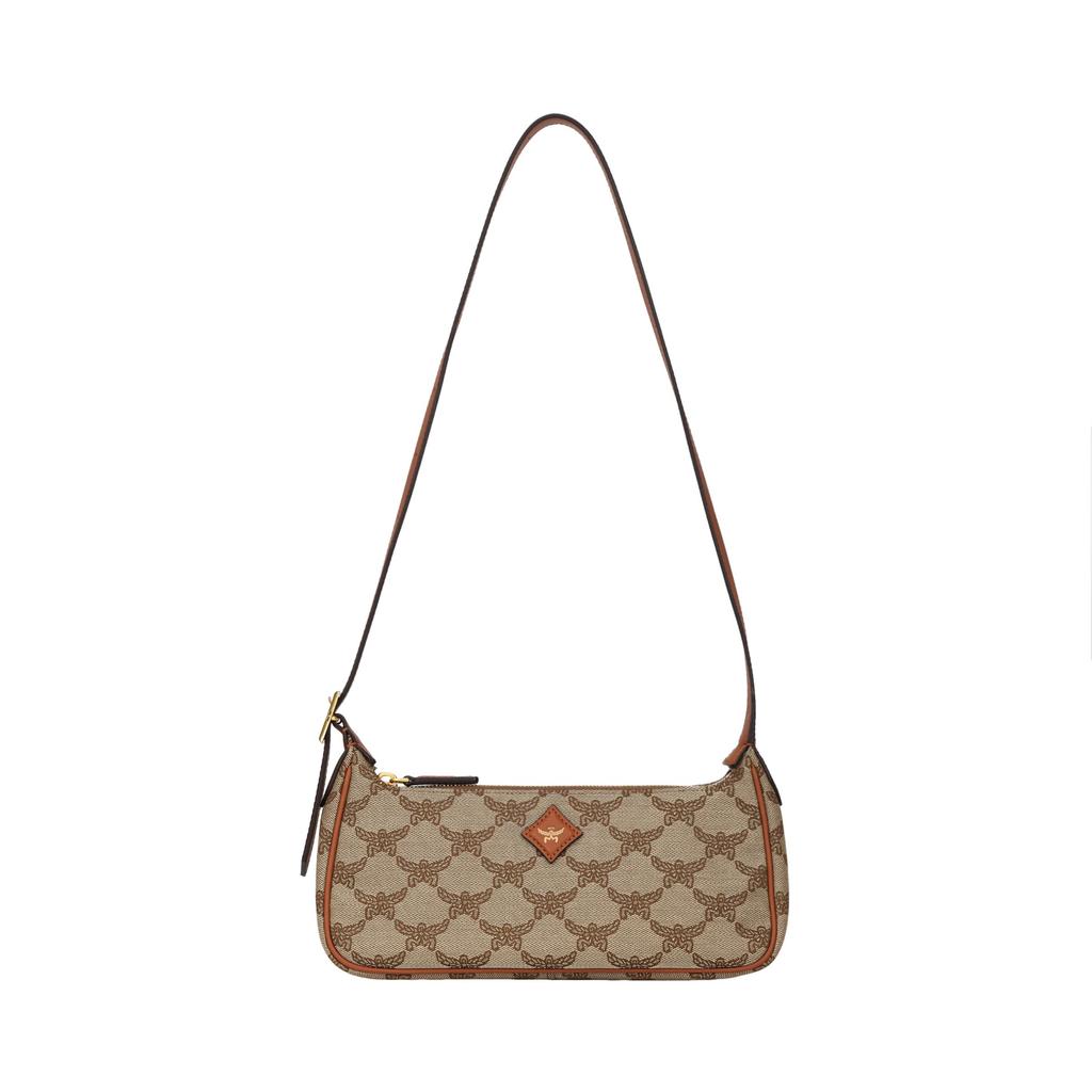 MCM Cognac Visetos Coated Canvas Vintage Hobo Shoulder Bag for Daily Use