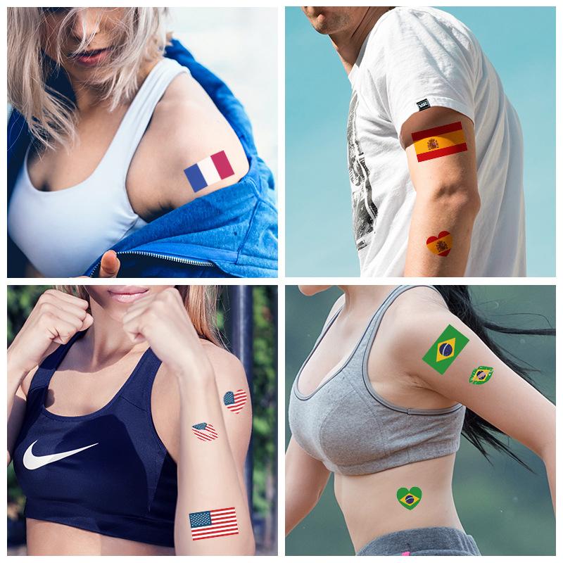 Football Sports Match National Flag Stickers Football Fans Cheer and Assist for Soccer Players,Face Arm Body Temporary Tattoos