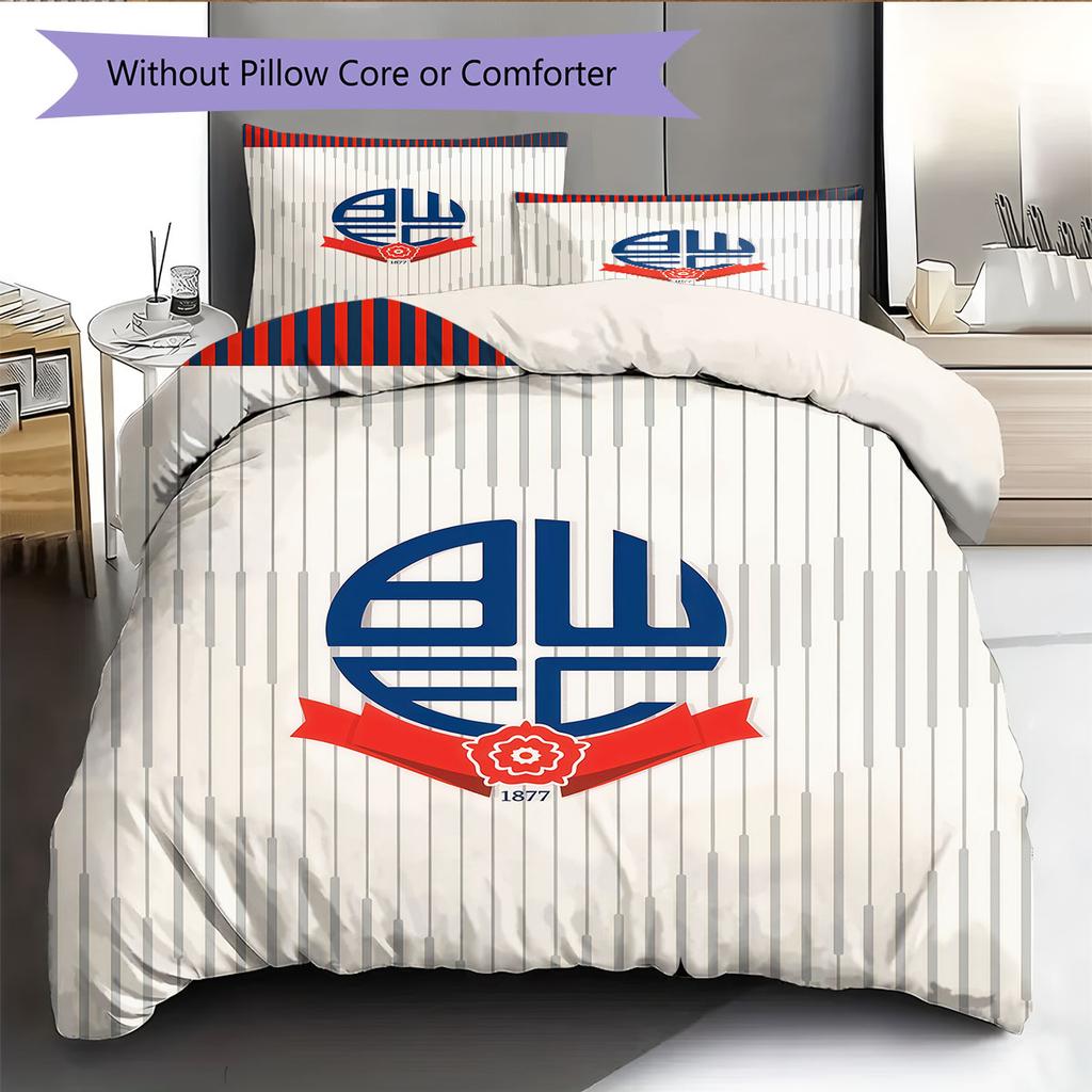 Bolton Poster Bettwäsche Steppdecke Set Bettbezug Kissenbezug Heimdekoration Geburtstagsgeschenk (1 Bettbezug + 2 Kissenbezüge, ohne Füllung)